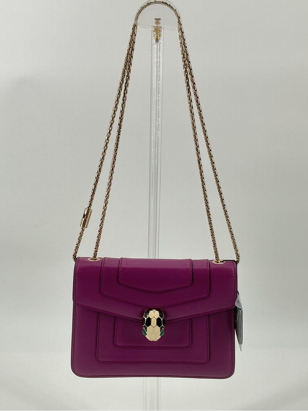 Bvlgari Serpenti Forever Small Chain Shoulder Bag Purple Leather